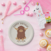 可愛くてシャギーなハイランドカウカスタムデザイン ペーパープレート (パーティー)