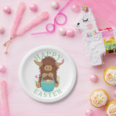 可愛くてシャギーなハイランド牛イースターバスケットデザイン ペーパープレート (パーティー)
