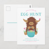 可愛くてシャギーなハイランド牛イースターバスケットデザイン ポストカード (正面/裏面)