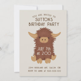 可愛くてシャギーなハイランド牛カスタム 招待状
