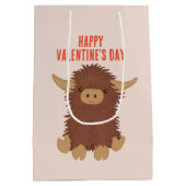 可愛くてシャギーな高地の牛の教室バレンタイン ミディアムペーパーバッグ (裏面)