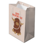 可愛くてシャギーな高地の牛の教室バレンタイン ミディアムペーパーバッグ (裏面アングル)