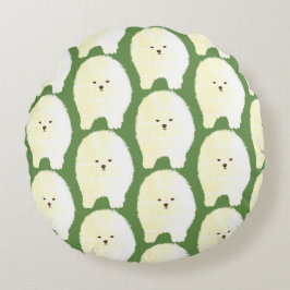 可愛くてフワフワなドッグアート、ポメラニア犬ラウンドクッション ラウンドクッション