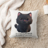 可愛くてフワフワの黒猫 クッション (ブランケット)
