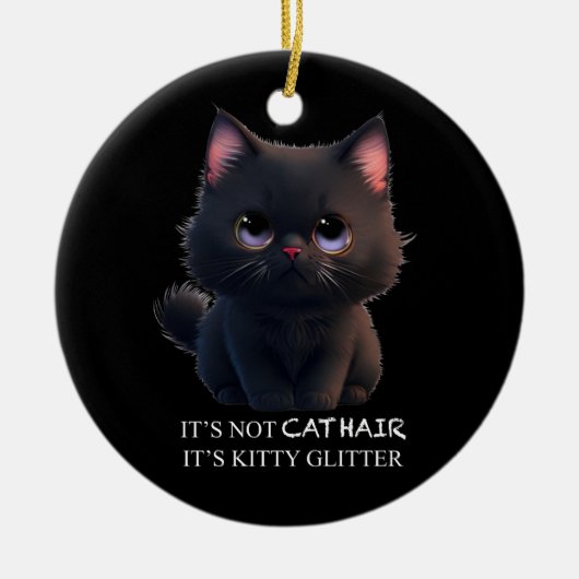 可愛くてフワフワの黒猫 セラミックオーナメント (正面)
