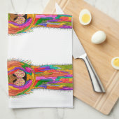 可愛くてラマカラフルクリスマスのキッチンタオル キッチンタオル (四つ折り)