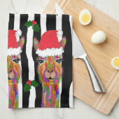 可愛くてラマカラフルクリスマスのキッチンタオル キッチンタオル (四つ折り)