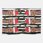 可愛くてラマカラフルクリスマスのキッチンタオル キッチンタオル (横)
