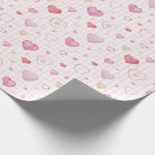 可愛くてロマンチックなパターンデザインハート ラッピングペーパー (角)