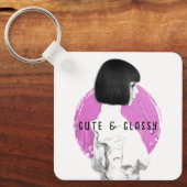 可愛くて上品な女の子ピンクとブラック キーホルダー (正面)