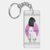 可愛くて上品な女の子ピンクとブラック キーホルダー (正面左)