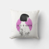 可愛くて上品な女の子ピンクとブラック クッション (正面)