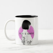 可愛くて上品な女の子ピンクとブラック ツートーンマグカップ (左)