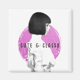 可愛くて上品な女の子ピンクとブラック マグネット