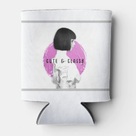 可愛くて上品な女の子ピンクとブラック 缶クーラー