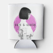 可愛くて上品な女の子ピンクとブラック 缶クーラー (正面)