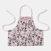可愛くて不気味なピンクハロウィーンエプロンパーソナライズされたン エプロン (正面)
