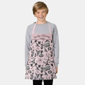 可愛くて不気味なピンクハロウィーンエプロンパーソナライズされたン エプロン (着用した状態)