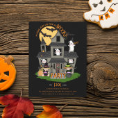 可愛くて不気味な幽霊のよく出る家ハローウィンパーティ 招待状