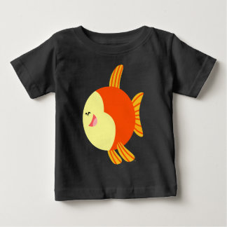 可愛くて丸いカートゥーン魚ベビーTシャツ ベビーTシャツ