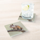 可愛くて丸っぽいチムンク ガラスコースター (アングル)