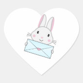可愛くて可愛いバニーがラブレターを持っている ハートシール (正面)