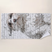 可愛くて可愛いマルチーズ犬 ビーチタオル (正面)