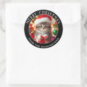 可愛くて可愛い子ネコパーソナライズされたクリスマス ラウンドシール (バッグ)