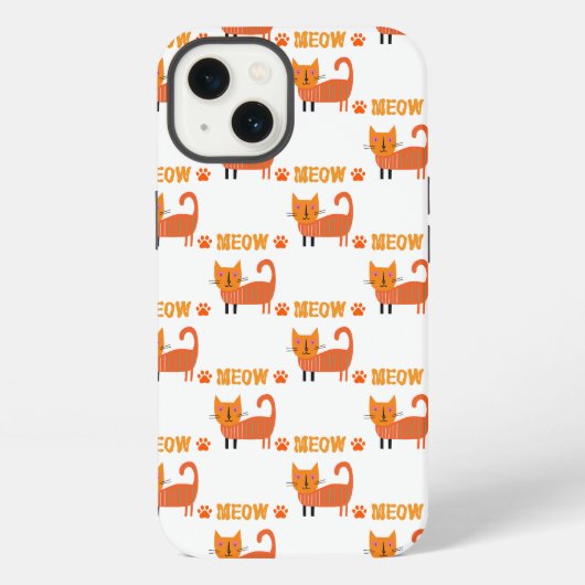 可愛くて可愛い抽象芸術猫の携帯ケース iPhoneケース (裏面)