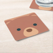 可愛くて可愛い茶色のクマ |コースター スクエアペーパーコースター (アングル)
