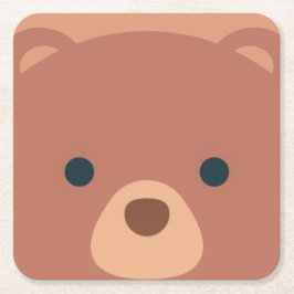 可愛くて可愛い茶色のクマ |コースター スクエアペーパーコースター
