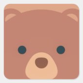 可愛くて可愛い茶色のクマ |ステッカー スクエアシール (正面)