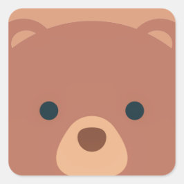可愛くて可愛い茶色のクマ |ステッカー スクエアシール