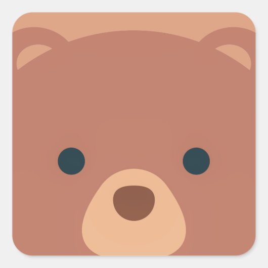 可愛くて可愛い茶色のクマ |ステッカー スクエアシール (正面)