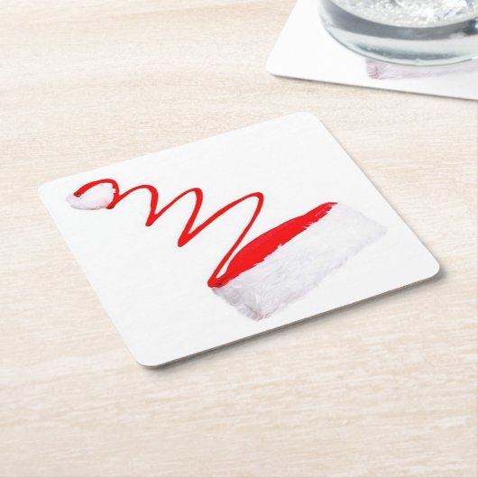 可愛くて可愛い*サンタの帽子*コースター スクエアペーパーコースター (アングル)