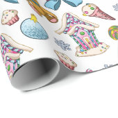 可愛くて可愛らしいピンクのクリスマスパターン ラッピングペーパー (ロールコーナー)