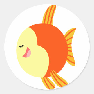 可愛くて太った漫画の魚のシール ラウンドシール