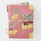 可愛くて安いネズミの家族 ラッピングペーパーシート (インサイチュ)