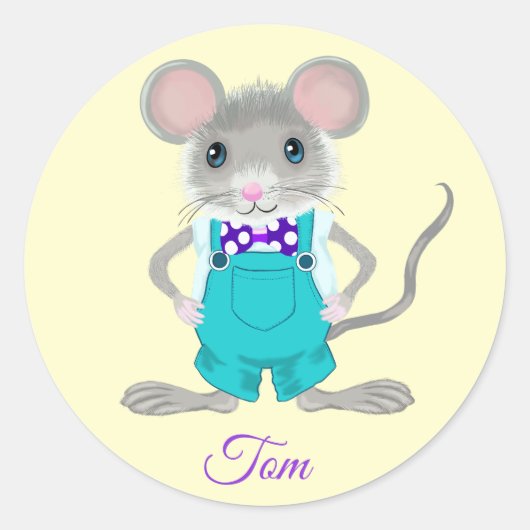 可愛くて小さいエレガントマウスのパーソナル化 ラウンドシール (正面)