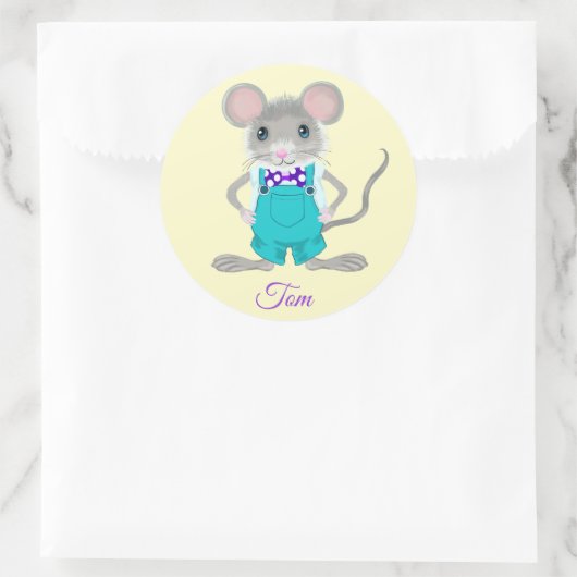 可愛くて小さいエレガントマウスのパーソナル化 ラウンドシール (バッグ)