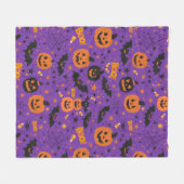 可愛くて居心地の良いハロウィーンをテーマにしたパープルデライト フリースブランケット (正面(横))