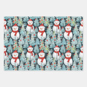 可愛くて居心地の良い雪だるま ラッピングペーパーシート (正面3)