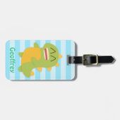 可愛くて幸せな恐竜の子供たちパーソナライズされた ラゲッジタグ (正面横)