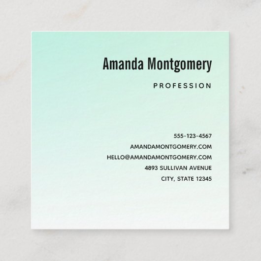 可愛くて幸せな青緑色クラゲ スクエア名刺 (裏面)