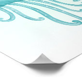 可愛くて幸せな青緑色クラゲ ポスター (角)