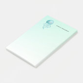 可愛くて幸せな青緑色クラゲ ポストイット (アングル)