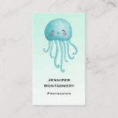 可愛くて幸せな青緑色クラゲ 名刺 (正面)