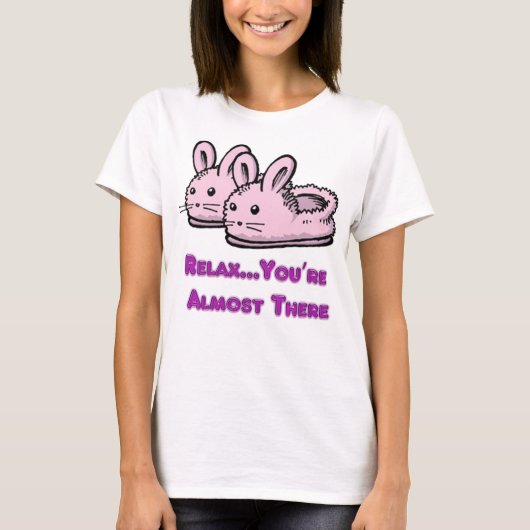可愛くて快適なモチベーションPink Bunny Rabbitスリッパ Tシャツ (正面)