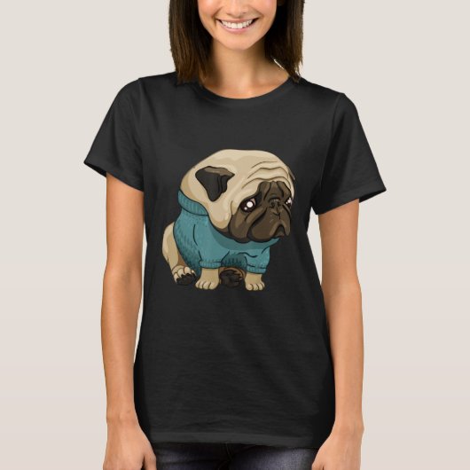 可愛くて悲しい駄犬男性の女性 Tシャツ (正面)