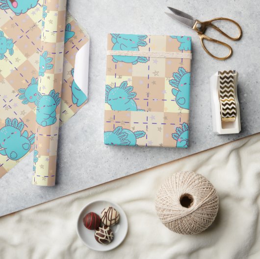 可愛くて愛らしい軸索 ラッピングペーパー (クラフト)